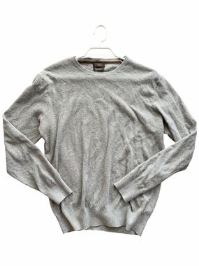 Gutteridge Black Label Cotton Cashmere Knit Pullover Sweater Grey Crewneck Basic